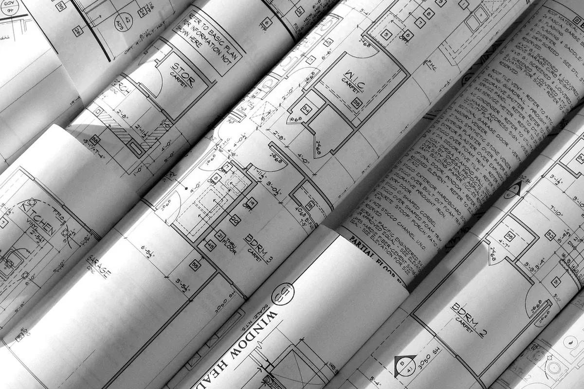 Rolled architectural floor plans