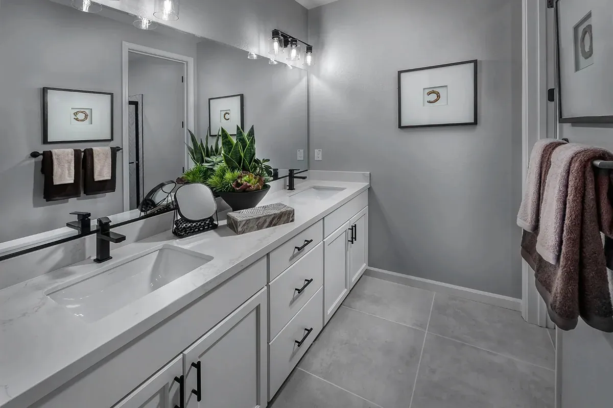 Primary bathroom with dual vanity